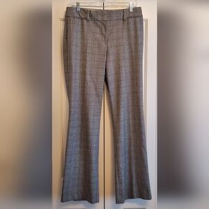 Women’s LOFT Gray And Black Glen Plaid Julie Trouser Wide Leg Pants, Size 6